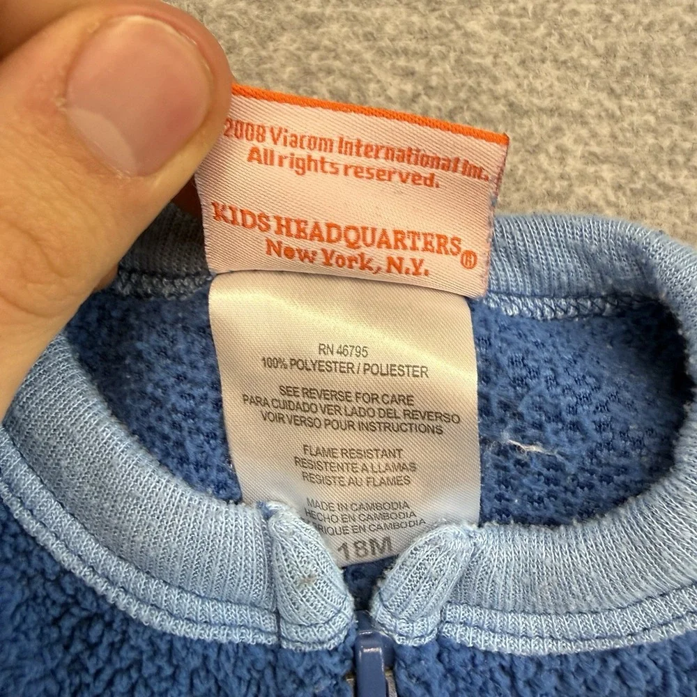Y2K Go Diego Go Nick‎ Jr Embroidered Onezy Footsie Boys Baby 18M Blue 2008 VTG